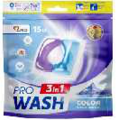 Pro Wash სარეცხი კაფსულები ფერადი ქსოვილებისთვის „მთის სიგრილე“, 15 ც (Doypack)