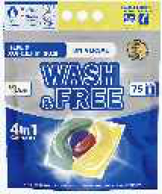 Wash & Free სარეცხი კაფსულები, 75 ც, ეკონომ შეფუთვა, 4 კომპონენტი