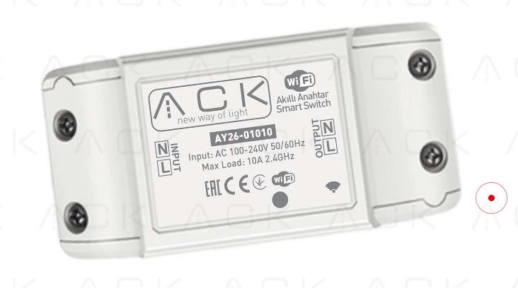 ACK SMART SWITCH Wi-Fi smart switch for controlling connected home devices