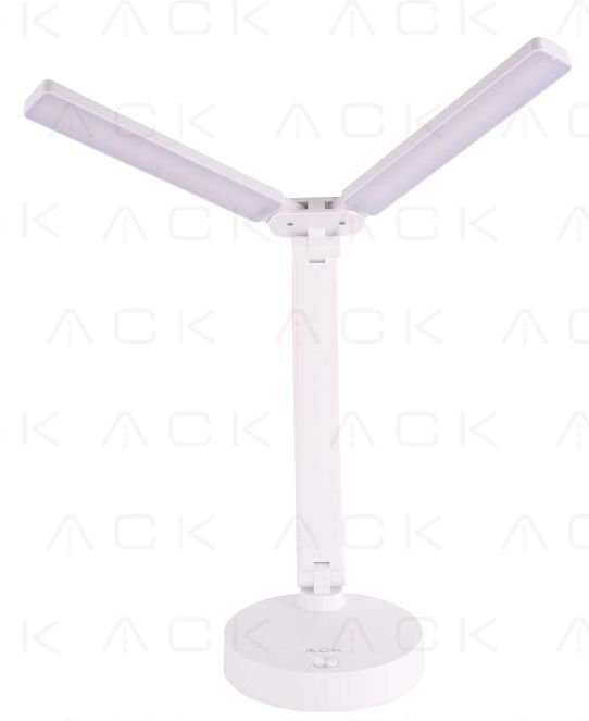 ACK rechargeable desk lamp, white, double light, 3000-4000-6500K, touch control with dimmer, 30 LED, 440 lm, size 46x14x14