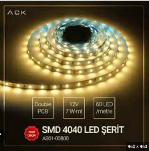 ACK LED strip 3000K, IP20, 12V, 4040 Double, dual-row, 7 W/1 m, PCB 20-22 LM (5 m)