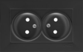 Almera 2-განყოფილებიანი როზეტი, სერია WEST, შავი, 16A 250V