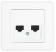 Almera 2-განყოფილებიანი RJ45 როზეტი, ცარიელი, სერია EAST, თეთრი