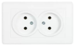 Almera 2-განყოფილებიანი როზეტი, სერია EAST, თეთრი, 16A 250V