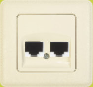 Almera 2-განყოფილებიანი RJ45 როზეტი, ცარიელი, სერია EAST, კრემისფერი