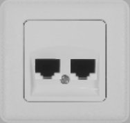 Almera 2-განყოფილებიანი RJ45 როზეტი, ცარიელი, სერია EAST, ვერცხლისფერი