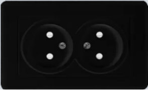 Almera 2-განყოფილებიანი როზეტი, სერია EAST, შავი, 16A 250V