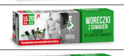პოლიეთილენის პარკები სლაიდერით Anna Zaradna, 1,5 ლ × 20 ც