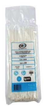 ARS/342556 ტაისი ცალუღი ნეილონის თეთრი 3.6x250 მმ Kable Tie 100 ცალი შეკვრაში
