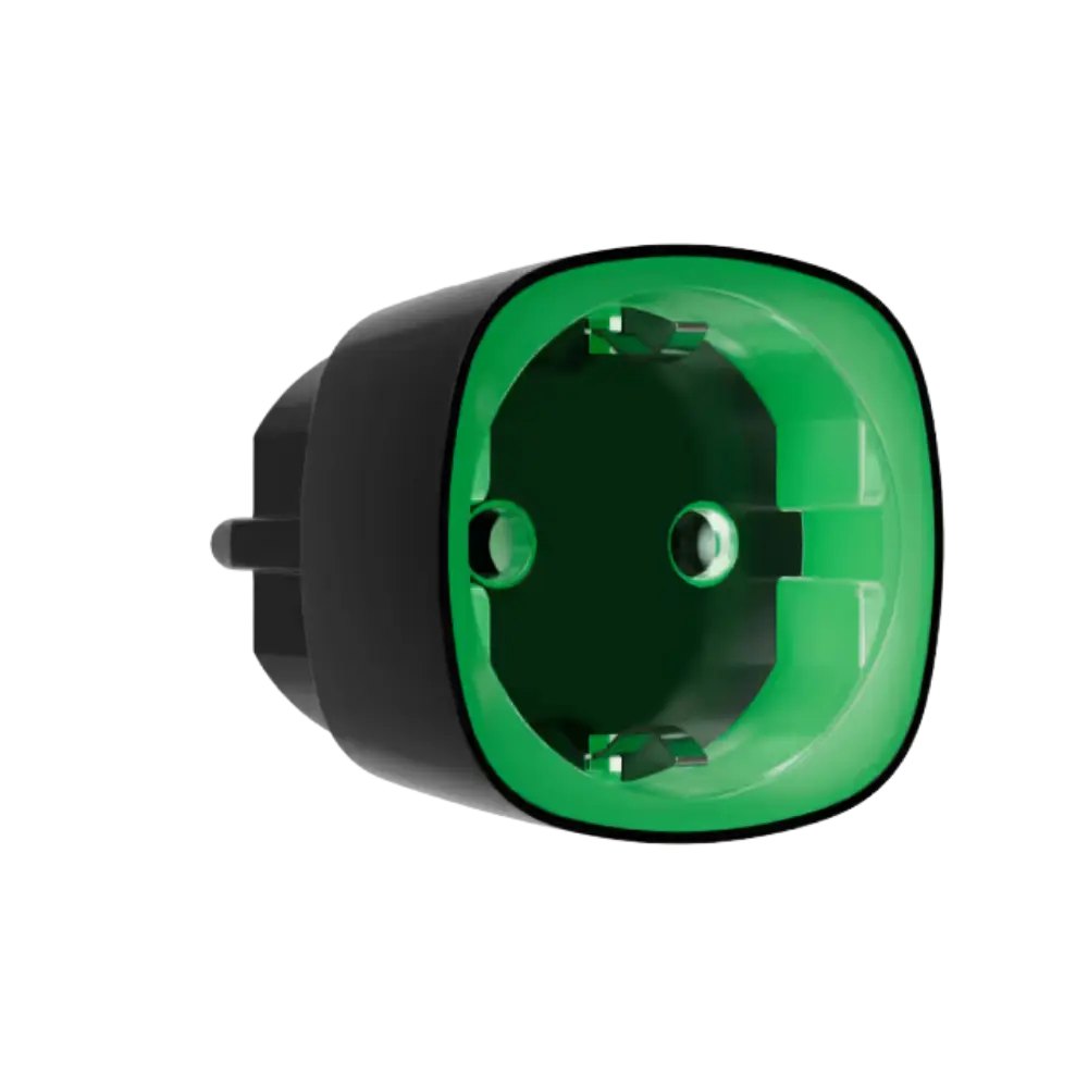 Ajax Socket (type F) Jeweller — უსადენო ჭკვიანი როზეტი, შავი