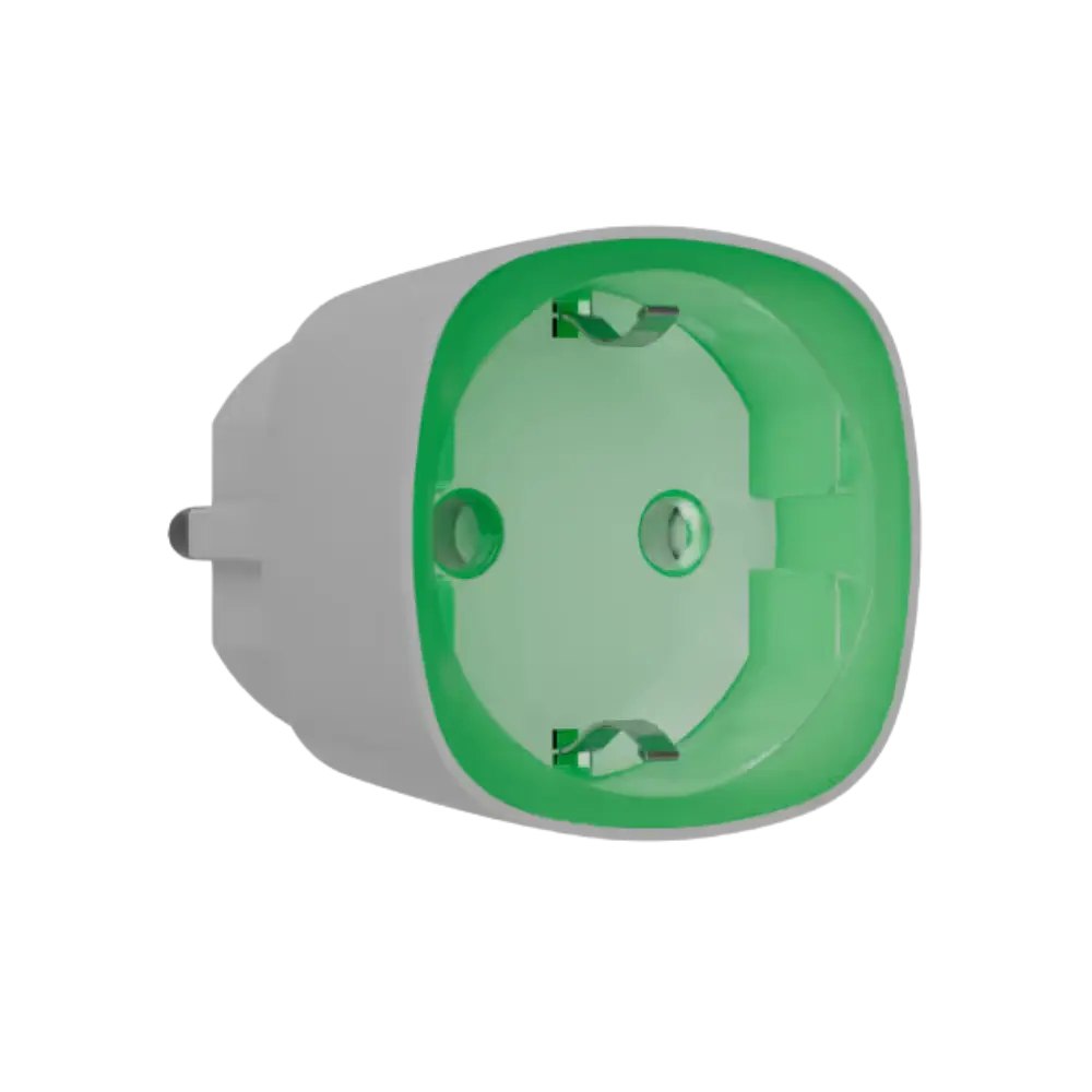 Ajax Socket (type F) Jeweller — უსადენო ჭკვიანი როზეტი, თეთრი