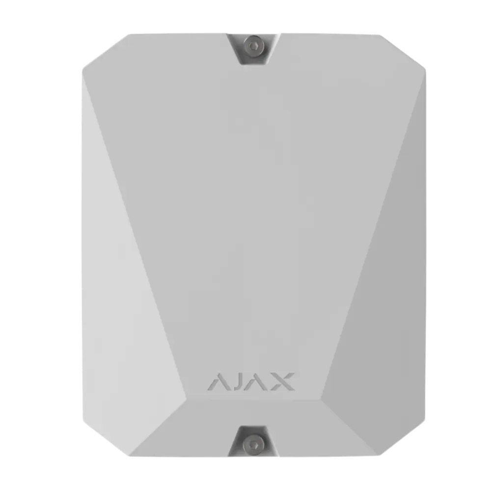 Ajax MultiTransmitter Jeweller — სადენიანი დეტექტორების ინტეგრაციის მოდული, თეთრი