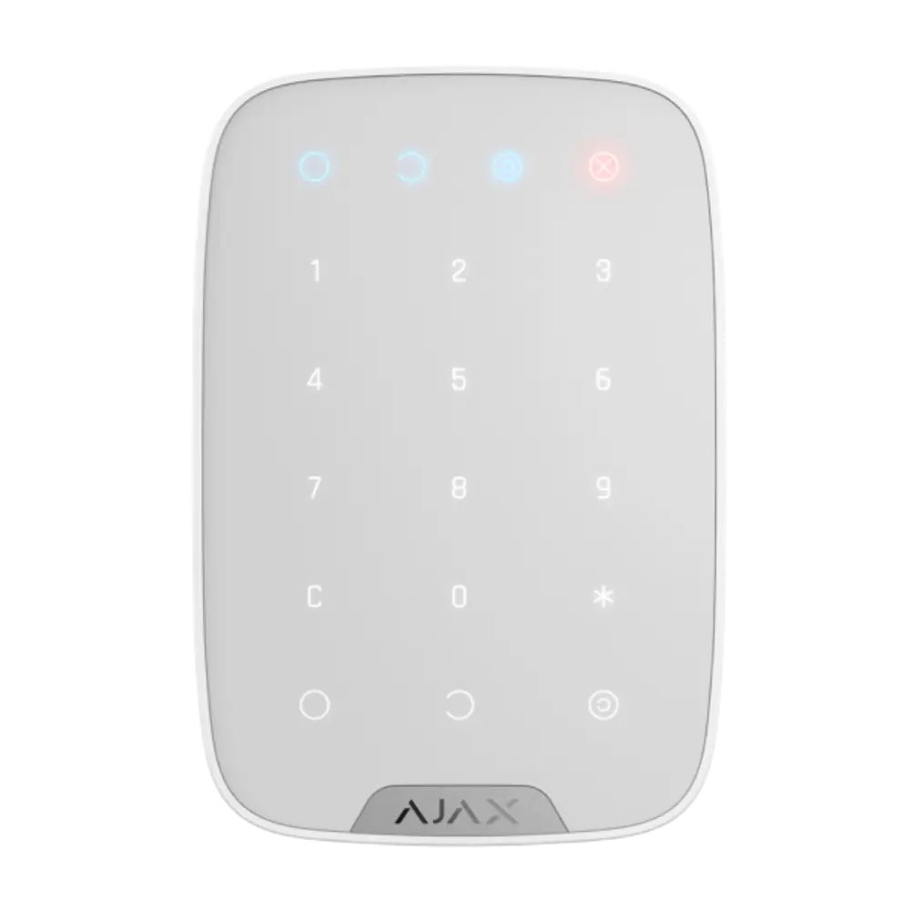 Ajax KeyPad Jeweller — უსადენო სენსორული კლავიატურა, თეთრი