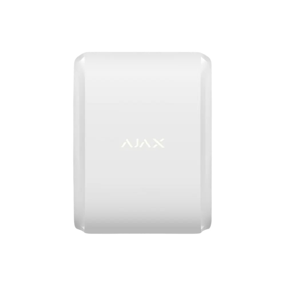 Ajax DualCurtain Outdoor Jeweller — უსადენო ორმხრივი გარე ფარდის დეტექტორი, თეთრი