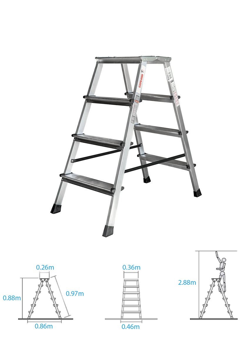 ალუმინის ორმხრივი კიბე; 2×4