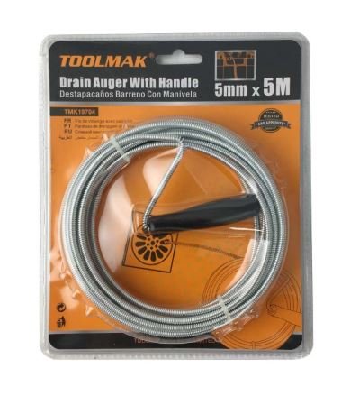 Трос для прочистки канализации с ручкой Toolmak 5 мм/5 м TMK19704