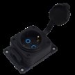 Rubber socket block, 1-gang, IP44, 16A, black