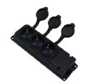 Колодка каучуковая трёхместная, IP44, 16A, чёрная