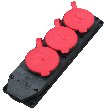 Колодка каучуковая трёхфазная трёхместная, IP44, 3x25A, 380/415V, чёрная