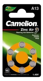 Camelion Zinc Air button cell A312, 6-pc blister