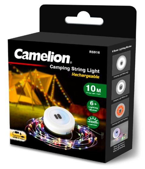 Camelion camping light, white shell + dark gray bottom, with 1pc of 0.5M cable RGB.