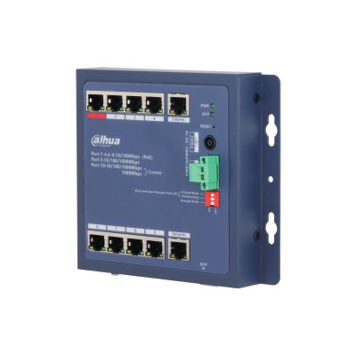 Dahua CHS4110-8ET-90-F — გამძლე PoE კომუტატორი, 8 PoE + 1 GE + 1 კომბო, ღრუბლიდან მართვა