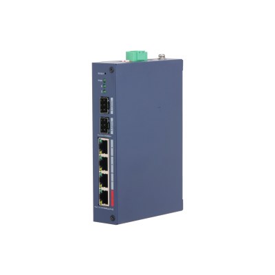 Dahua CHS4206-4ET-90 — გამძლე PoE კომუტატორი, 4 PoE + 2 SFP, 802.3bt, ღრუბლიდან მართვა