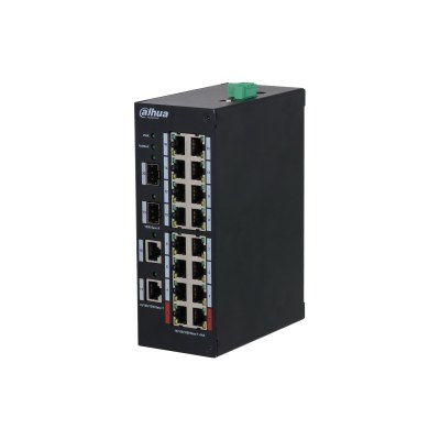 Dahua HS3220-16GT-190 — გამძლე გიგაბიტიანი PoE კომუტატორი, 16 PoE + 2 GE + 2 SFP