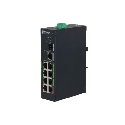 Dahua LR2110-8ET-120 — ePoE კომუტატორი, 8 ePoE + 1 GE + 1 SFP, 800 მ-მდე