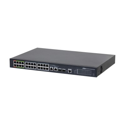 Dahua LR2226-24ET-360 — მართვადი ePoE კომუტატორი, 8 ePoE + 16 PoE + 2 კომბო GE, 360 ვტ