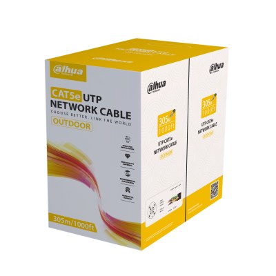 Dahua PFM920-5EU — გარე U/UTP CAT5E კაბელი, 24AWG, PE გარსი, შავი (305 მ)