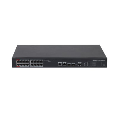 Dahua PFS4218-16ET-190 — მართვადი PoE კომუტატორი, 16 PoE + 2 კომბო GE, 802.3bt