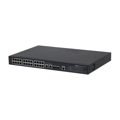 Dahua PFS4226-24ET-240 — მართვადი PoE კომუტატორი, 24 PoE + 2 კომბო GE, 802.3bt