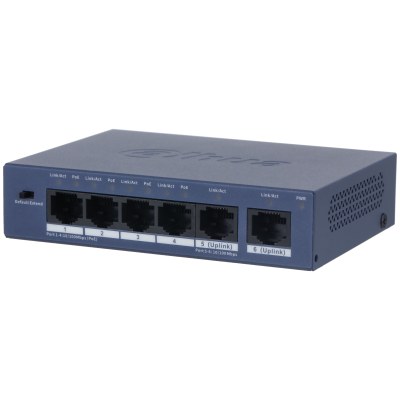 Dahua S3006-4ET-36 — PoE კომუტატორი, 4 PoE პორტი + 2 uplink, 100 Mbps