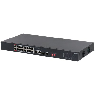 Dahua S3218-16ET-135 — PoE კომუტატორი, 16 PoE პორტი + 2 გიგაბიტიანი combo uplink