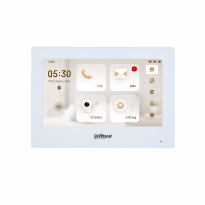 Dahua VTH2621GB-P/VTH2621GW-P IP indoor monitor, 7", 1024×600, PoE, H.265