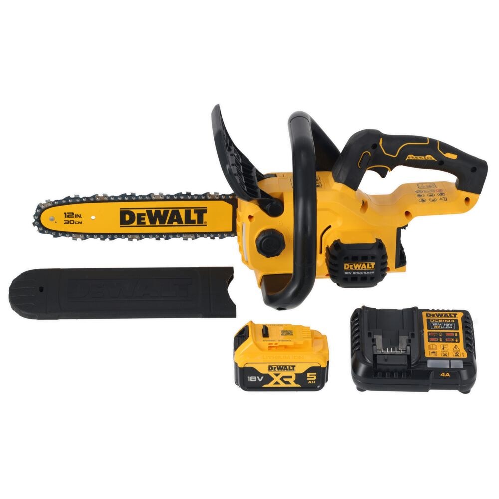 Аккумуляторная цепная пила DeWalt DCMCS565P1 XR, 18 В, шина 30 см, АКБ 5 Ач + зарядное