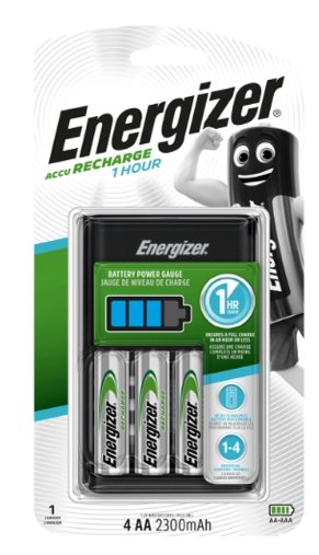 Energizer 1-hour charger, 4 pcs AA 2300mAh included
