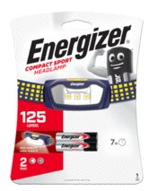 Energizer Compact Sport headlight, 2xAAA (included), 125 lumens, 7-hour runtime, 2 modes