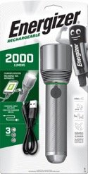 Energizer Metal Rechargeable LED Flashlight with USB Charging Port, 2000 lumens, 3 modes