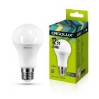 ErgoluLED lamps LED-A60-12W-E27-6K ნათურა ლედ განათებით ეკონომიური 12 ვატი 100 ვატის ეკვივალენტი  ცივი ნათება 6000 კანდელი E27 ცოკოლი 1165 ლუმენი ზომა 60x113 სმ