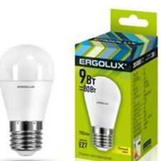 Ergolux Led Lamp  LED-G45-9W-E27-3K ნათურა ლედ განათებით ეკონომიური 9 ვატი   თბილი ნათება E27
