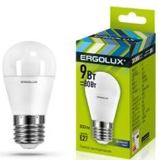 Ergolux Led Lamp LED-G45-9W-E27-6K ნათურა ლედ განათებით ეკონომიური 9 ვატი ცივი ნათება E27