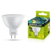 Ergolux LED bulb LED-JCDR-9W-GU5.3-3K energy-saving, 9 W (80 W equivalent), 3000K, warm light, 720 lm, size 50×52