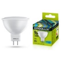 Ergolux Led Lamp LED-JCDR-9W-GU5.3-4K ნათურა ლედ განათებით ეკონომიური 9 ვატი 80 ვატის ეკვივალენტი 4000 კანდელი  ნეიტრალური ნათება 855 ლუმენი ზომა 50х52