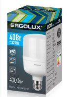 Ergolux Led Lamp LED-HW-40W-E27-4K ნათურა ლედ განათებით ეკონომიური 40 ვატი 320 ვატის ეკვივალენტი  ნეიტრალური ნათება 4000 კანდელი 4000 ლუმენი E27 ცოკოლი ზომა 100х188