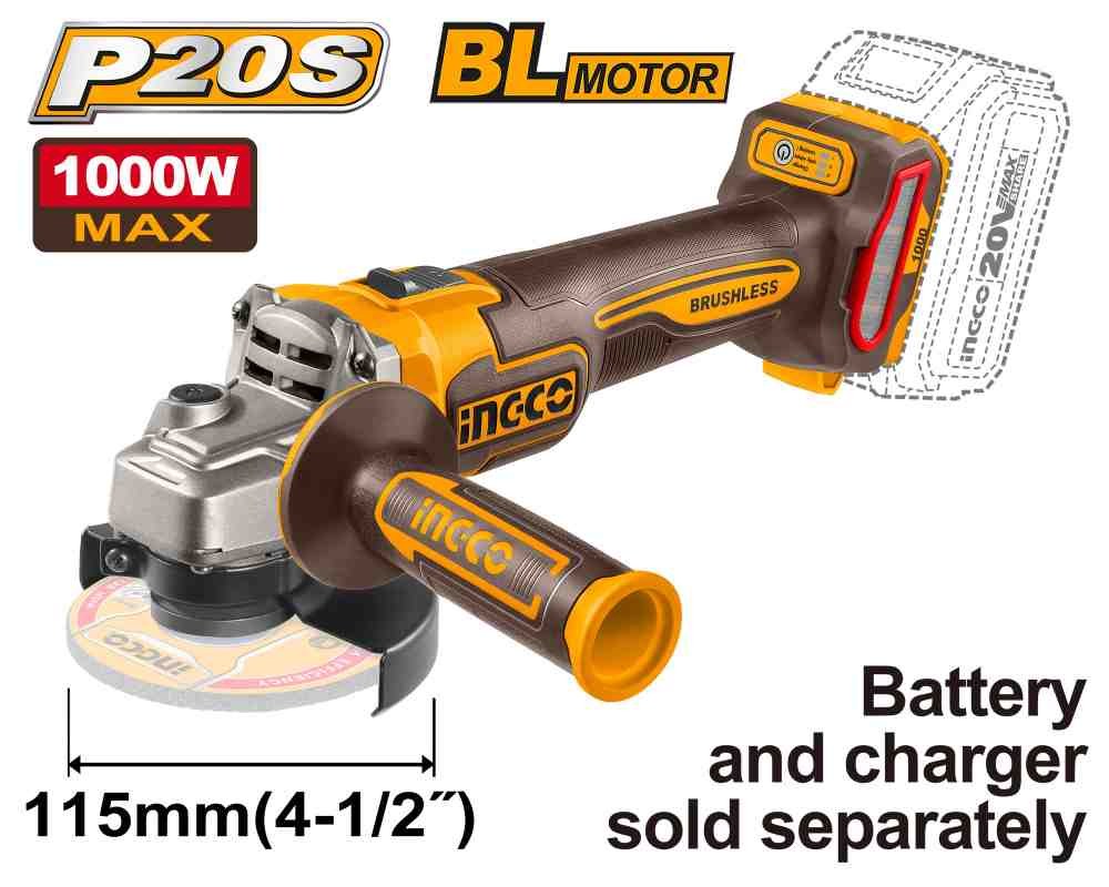 Lithium-Ion ელ. კუთხსახეხი 20V-115MM (CAGLI27153)