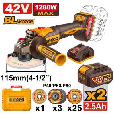 Li-Ion ელ. კუთხსახეხი 42V-115MM (CAGLI4128112)