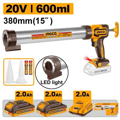 Li-Ion სილიკონის პისტოლეტი 600ML - 20V-2AH (CCGLI20031)