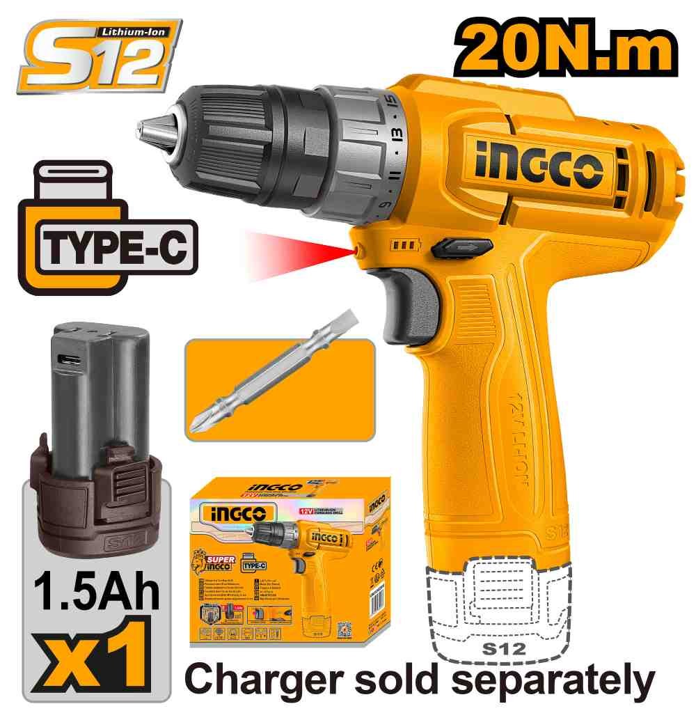 Li-Ion ელ. ხრახნდამჭერი 12V USB-Type-C (CDLI12456)